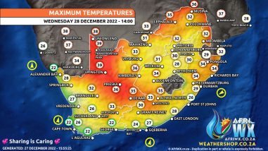 Southern Africa Weather Forecast Maps Wednesday 28 December 2022