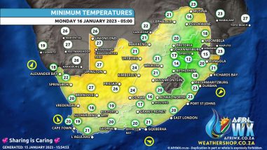 Southern Africa Weather Forecast Maps Monday 16 January 2023