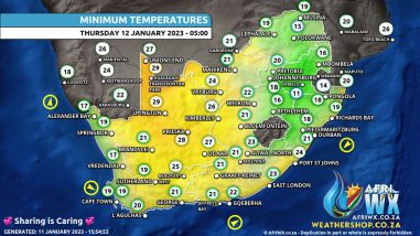 Southern Africa Weather Forecast Maps Thursday 12 January 2023
