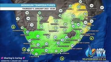 Southern Africa Weather Forecast Maps Thursday 5 January 2023