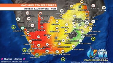 Southern Africa Weather Forecast Maps Monday 2 January 2023