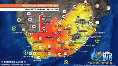 Southern Africa Weather Forecast Maps Monday 9 January 2023