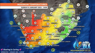 Southern Africa Weather Forecast Maps Sunday 8 January 2023