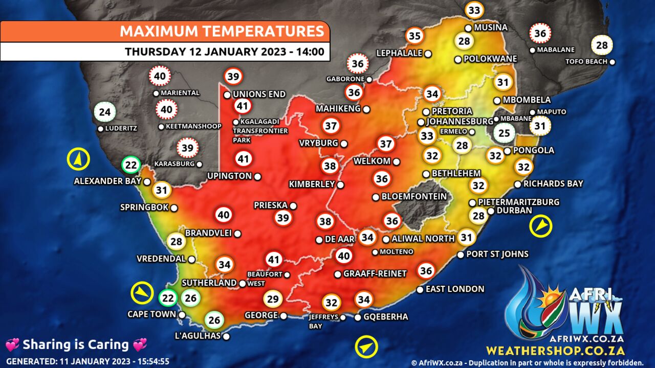 Weather Forecast South Africa Thursday 12 January 2023 