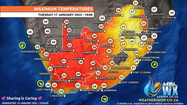 Southern Africa Weather Forecast Maps Tuesday 17 January 2023