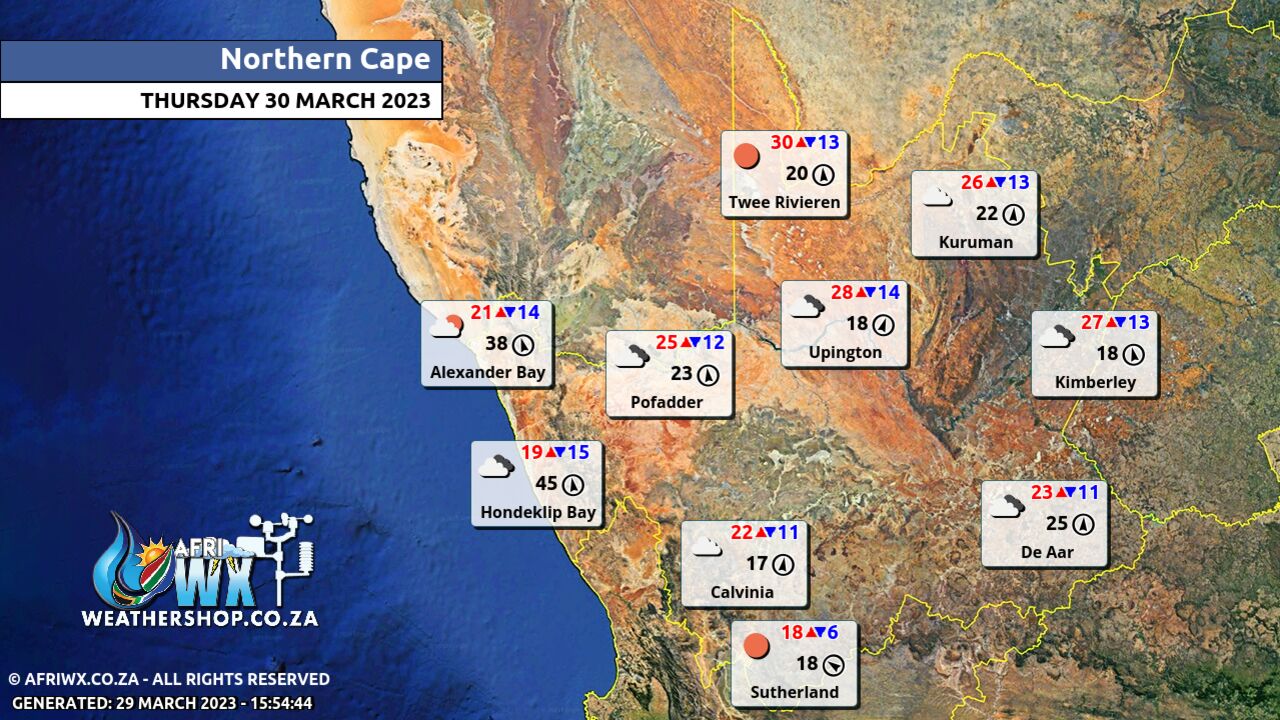 Northern Cape Province Weather Map South Africa Thursday 30 March 2023 