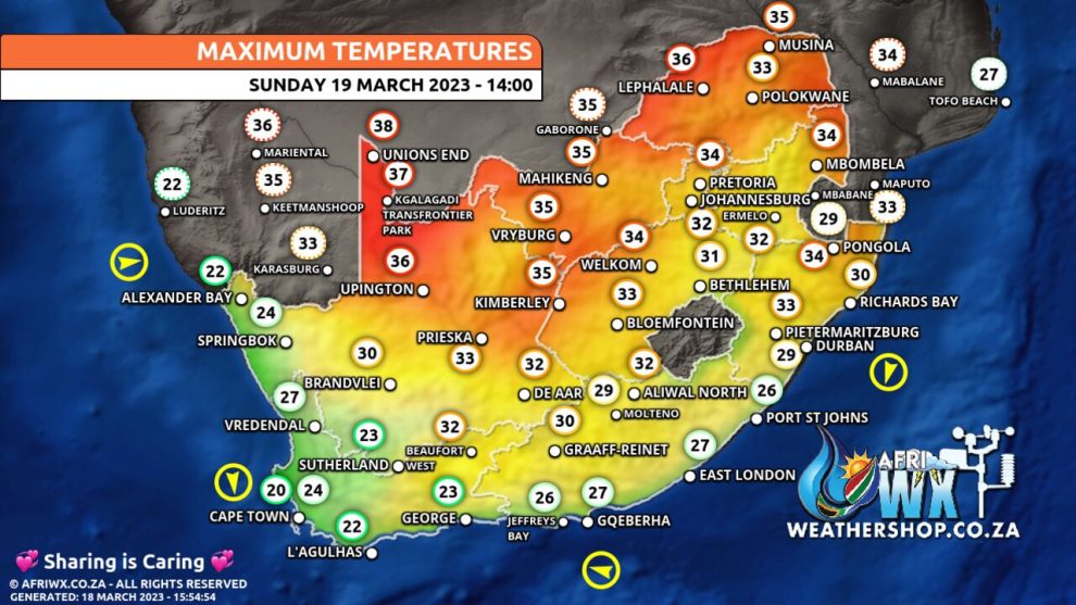 Southern Africa Weather Forecast Maps Sunday 19 March 2023