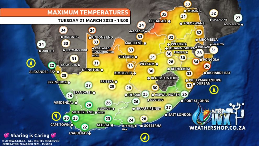 Southern Africa Weather Forecast Maps Tuesday 21 March 2023