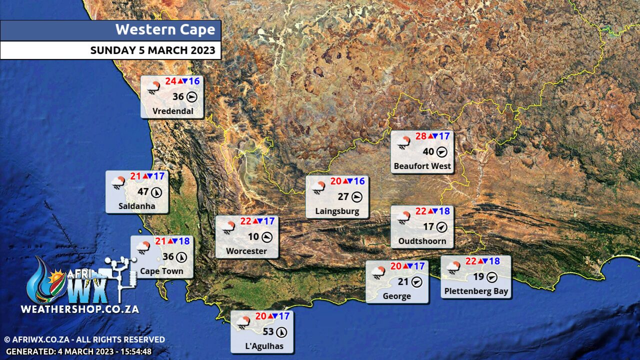 Western Cape Province Weather Map South Africa Sunday 5 March 2023 