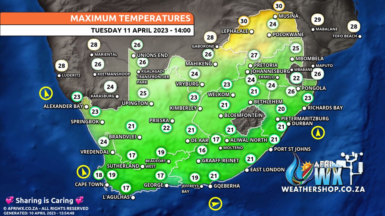 Weather Forecast South Africa Tuesday 11 April 2023 