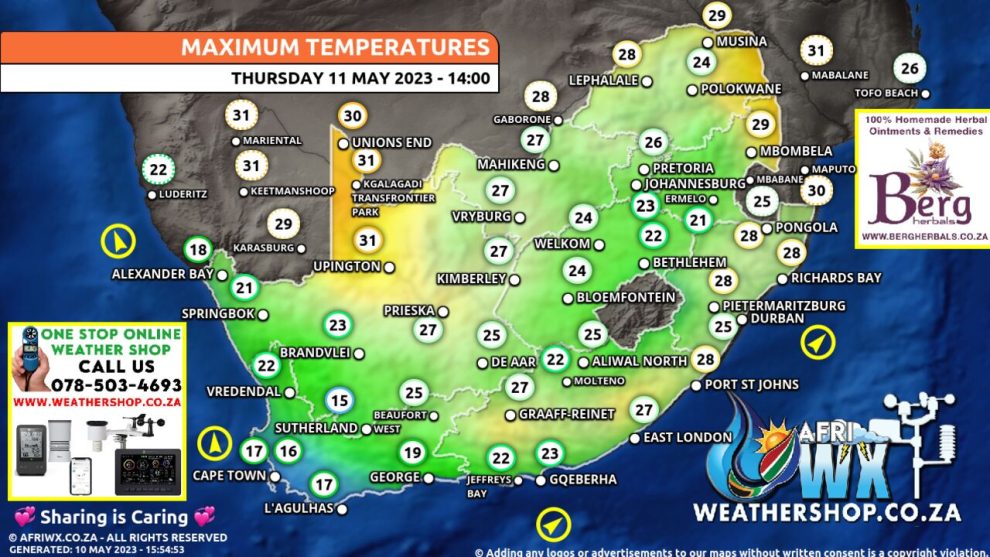 Southern Africa Weather Forecast Maps Thursday 11 May 2023