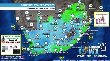 Southern Africa Weather Forecast Maps Monday 19 June 2023