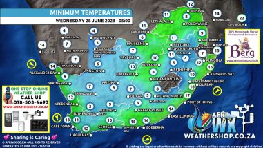 Southern Africa Weather Forecast Maps Wednesday 28 June 2023