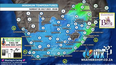 Southern Africa Weather Forecast Maps Sunday 30 July 2023
