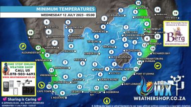 Southern Africa Weather Forecast Maps Wednesday 12 July 2023