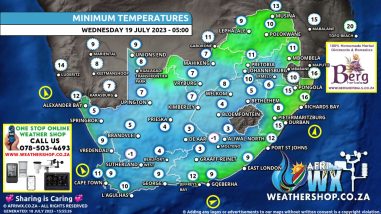 Southern Africa Weather Forecast Maps Wednesday 19 July 2023