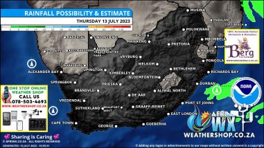 Southern Africa Weather Forecast Maps Thursday 13 July 2023