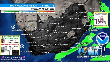 Southern Africa Weather Forecast Maps Tuesday 1 August 2023