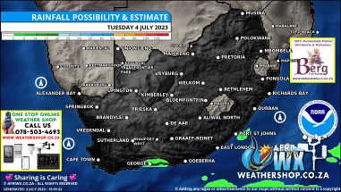 Southern Africa Weather Forecast Maps Tuesday 4 July 2023