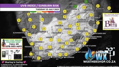 Southern Africa Weather Forecast Maps Tuesday 25 July 2023