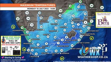 Southern Africa Weather Forecast Maps Monday 10 July 2023