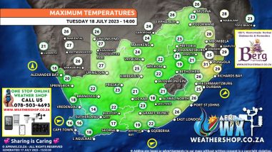 Southern Africa Weather Forecast Maps Tuesday 18 July 2023