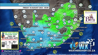 Southern Africa Weather Forecast Maps Friday 18 August 2023