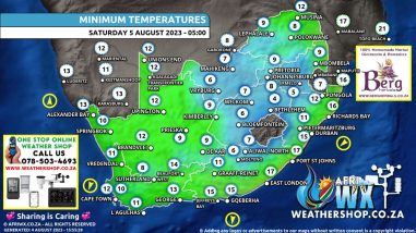 Southern Africa Weather Forecast Maps Saturday 5 August 2023