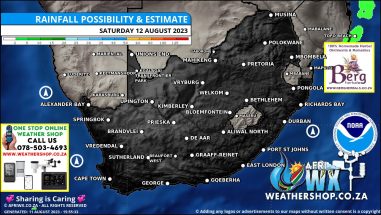 Southern Africa Weather Forecast Maps Saturday 12 August 2023
