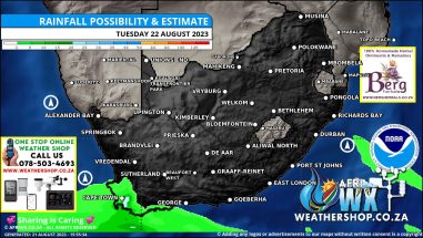 Southern Africa Weather Forecast Maps Tuesday 22 August 2023