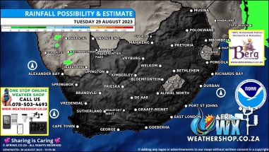 Southern Africa Weather Forecast Maps Tuesday 29 August 2023