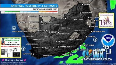 Southern Africa Weather Forecast Maps Tuesday 8 August 2023
