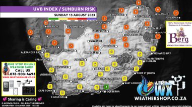 Southern Africa Weather Forecast Maps Sunday 13 August 2023