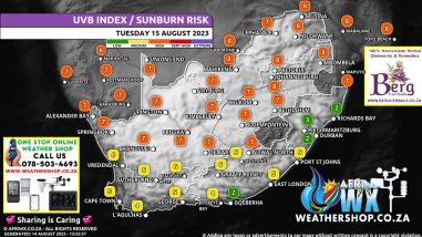 Southern Africa Weather Forecast Maps Tuesday 15 August 2023