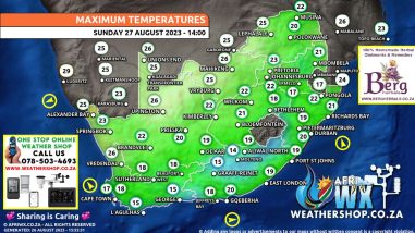 Southern Africa Weather Forecast Maps Sunday 27 August 2023