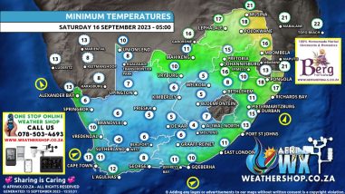 Southern Africa Weather Forecast Maps Saturday 16 September 2023