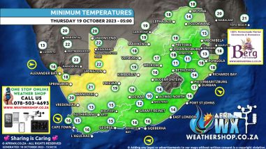 Southern Africa Weather Forecast Maps Thursday 19 October 2023