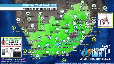 Southern Africa Weather Forecast Maps Tuesday 17 October 2023