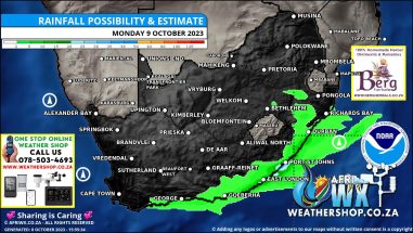 Southern Africa Weather Forecast Maps Monday 9 October 2023