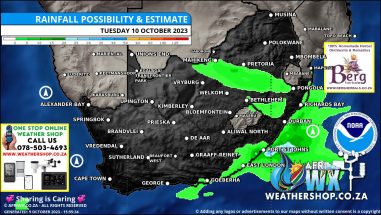 Southern Africa Weather Forecast Maps Tuesday 10 October 2023