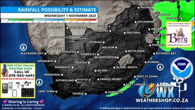 Southern Africa Weather Forecast Maps Wednesday 1 November 2023