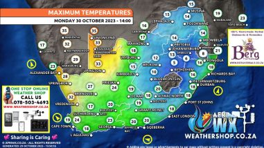 Southern Africa Weather Forecast Maps Monday 30 October 2023