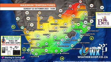 Southern Africa Weather Forecast Maps Sunday 22 October 2023