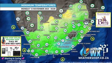Southern Africa Weather Forecast Maps Monday 13 November 2023