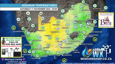 Southern Africa Weather Forecast Maps Saturday 11 November 2023