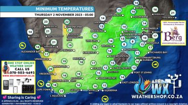 Southern Africa Weather Forecast Maps Thursday 2 November 2023