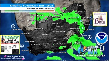 Southern Africa Weather Forecast Maps Tuesday 28 November 2023
