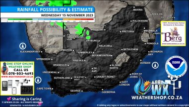 Southern Africa Weather Forecast Maps Wednesday 15 November 2023