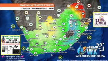 Southern Africa Weather Forecast Maps Tuesday 7 November 2023