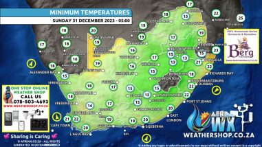 Southern Africa Weather Forecast Maps Sunday 31 December 2023